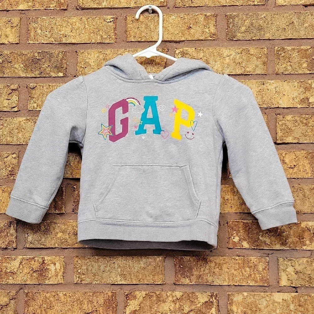GAP Kids Multicolor Logo Gray Hoodie Size 4